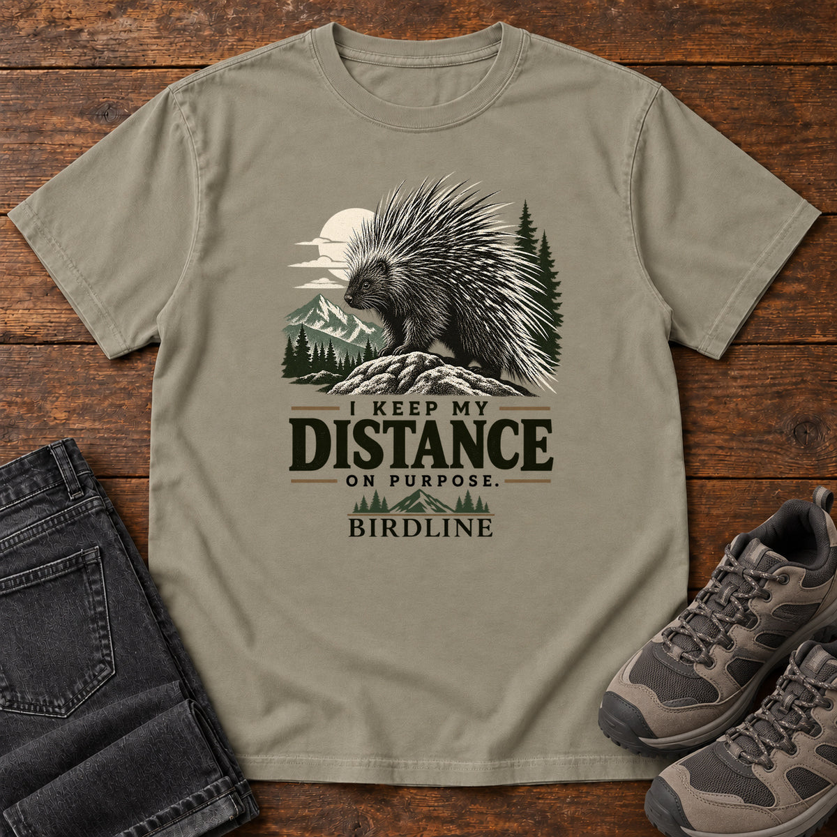 Keep My Distance on Purpose Porcupine T-Shirt in Sandstone