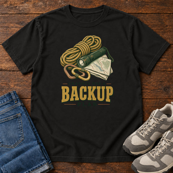 Grandpa Has a Backup Plan T-Shirt in Black, front view