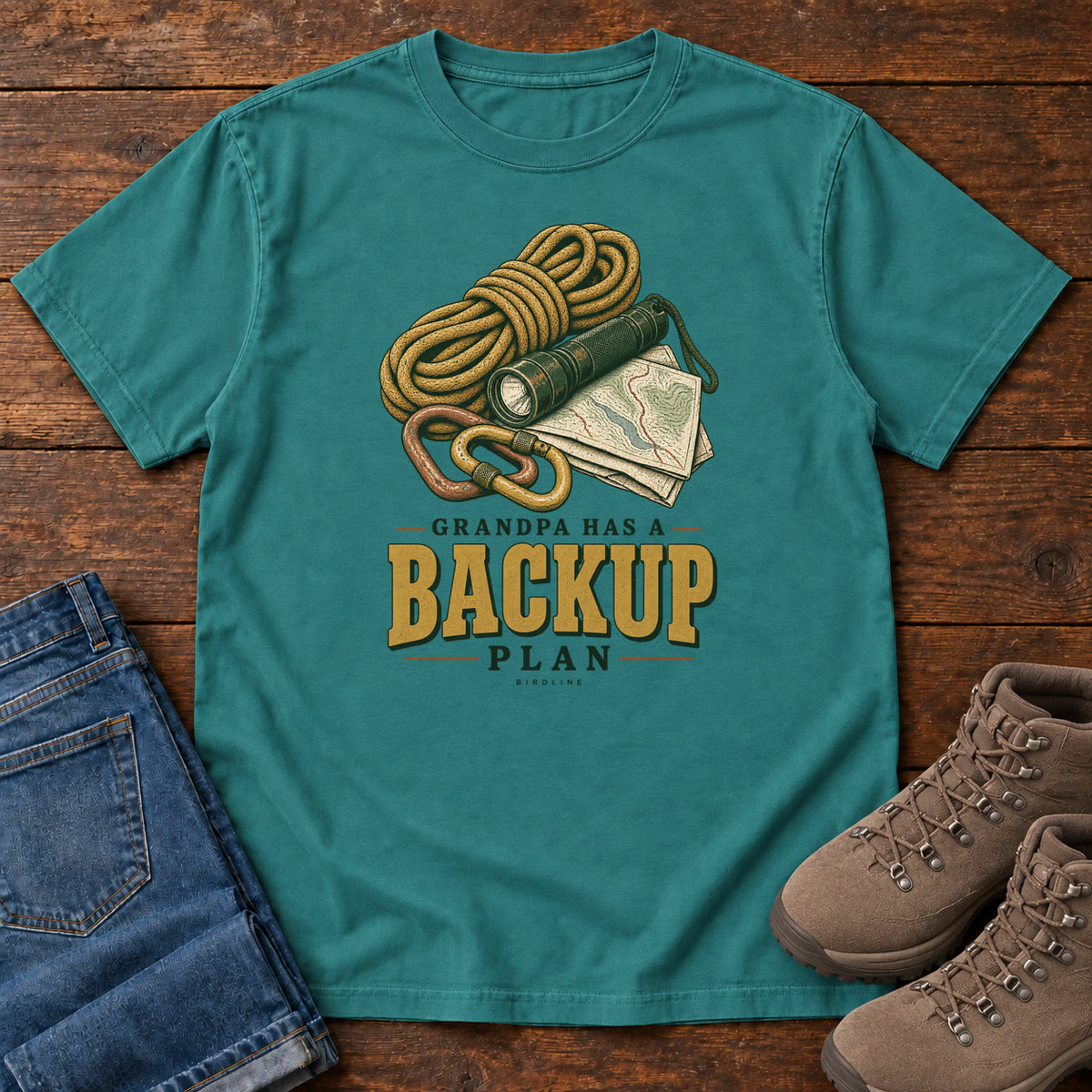 Grandpa Has a Backup Plan T-Shirt in Emerald