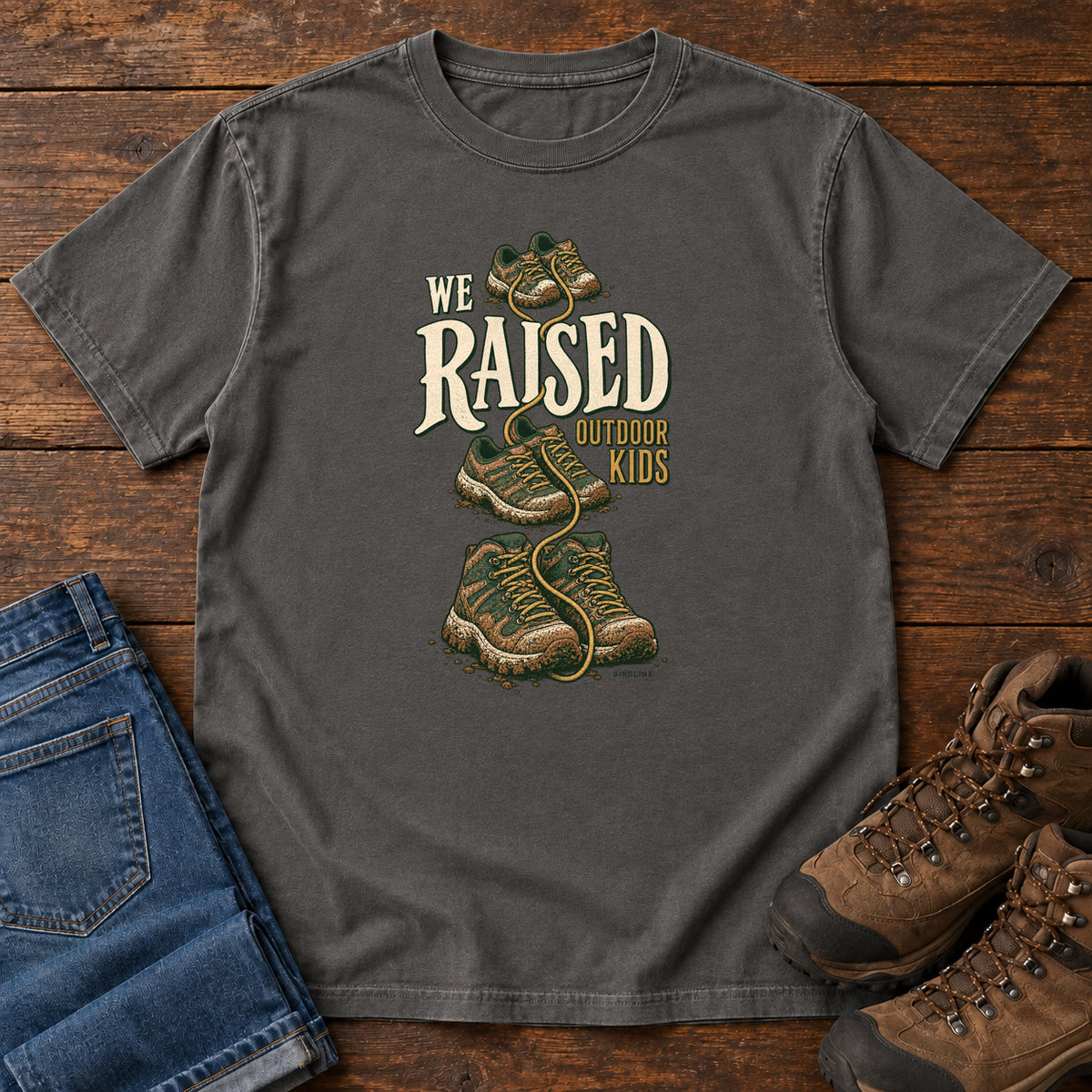 We Raised Outdoor Kids T-Shirt in Pepper