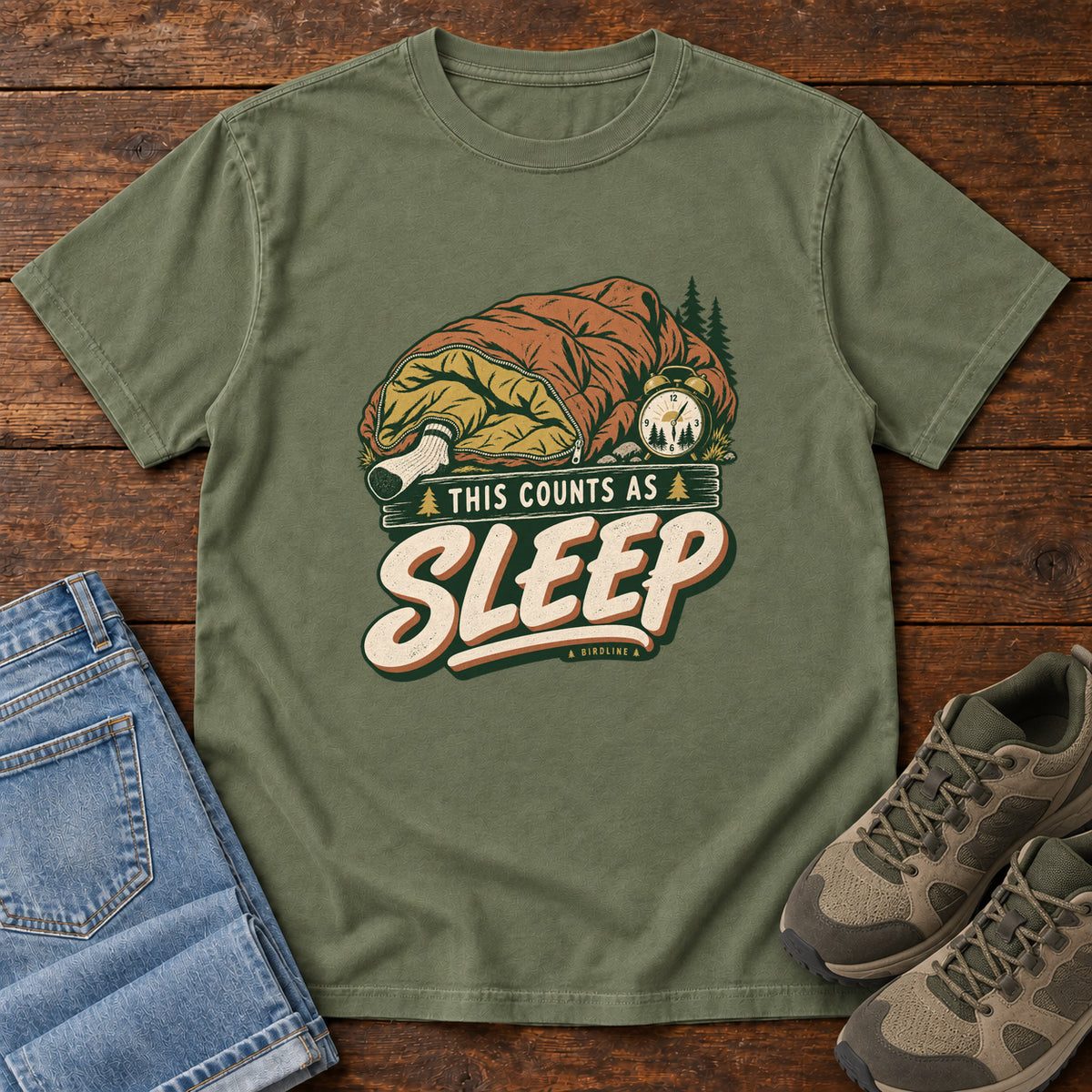 This Counts as Sleep T-Shirt in Moss