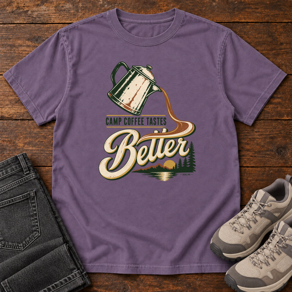 Camp Coffee Tastes Better T-Shirt in Grape
