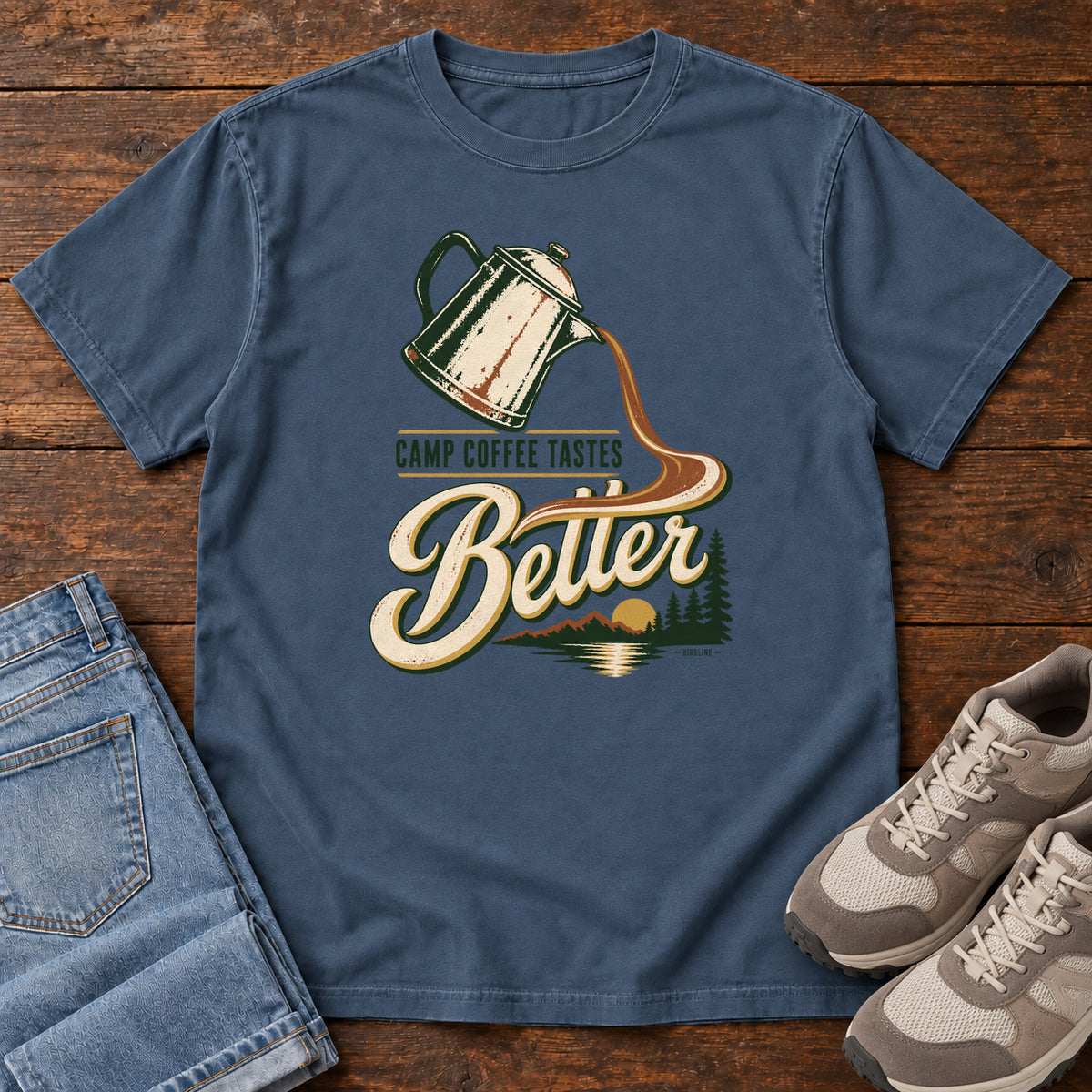 Camp Coffee Tastes Better T-Shirt in Midnight