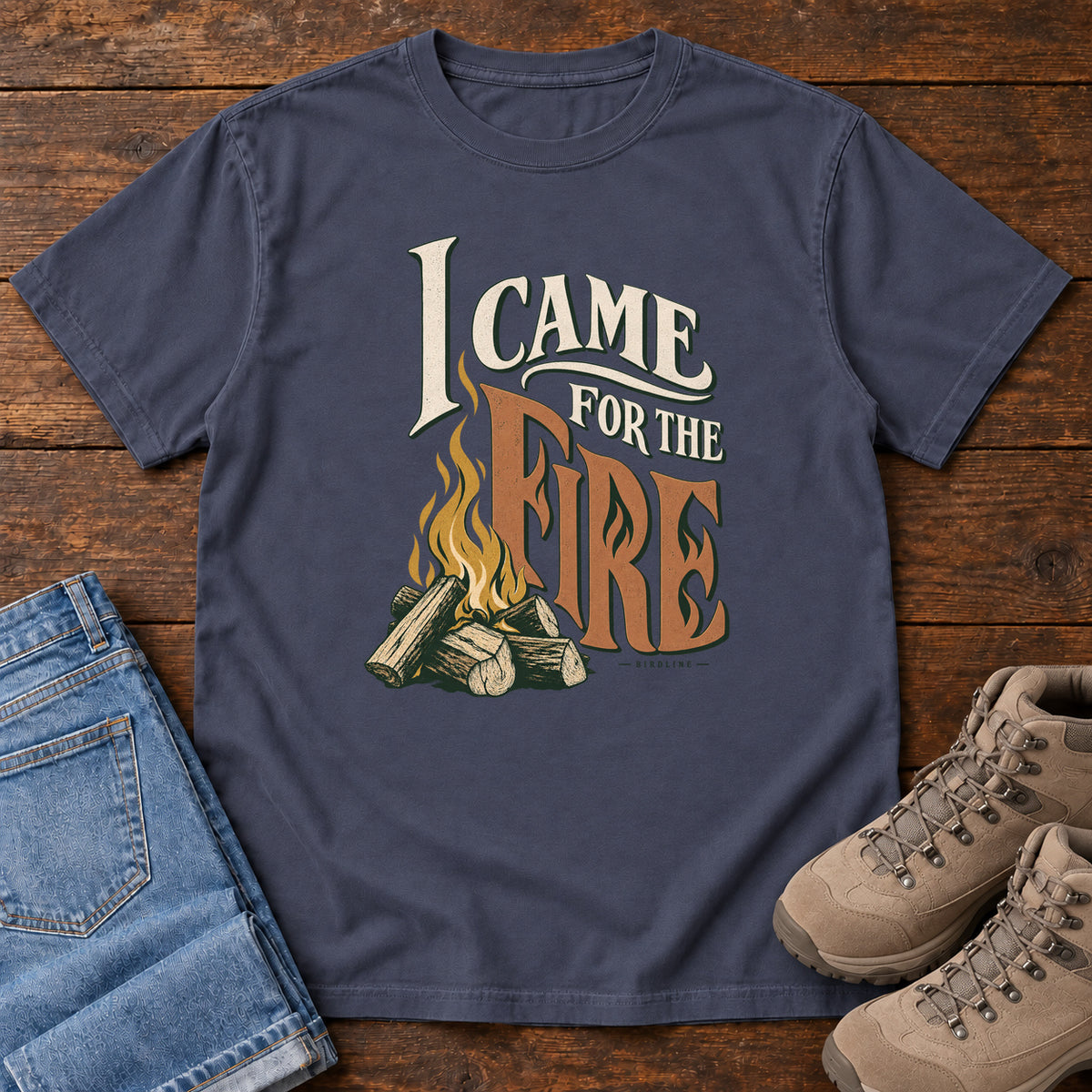I Came for the Fire T-Shirt in Navy