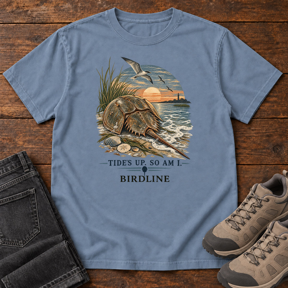 Tides Up Horseshoe Crab T-Shirt in Blue Jean