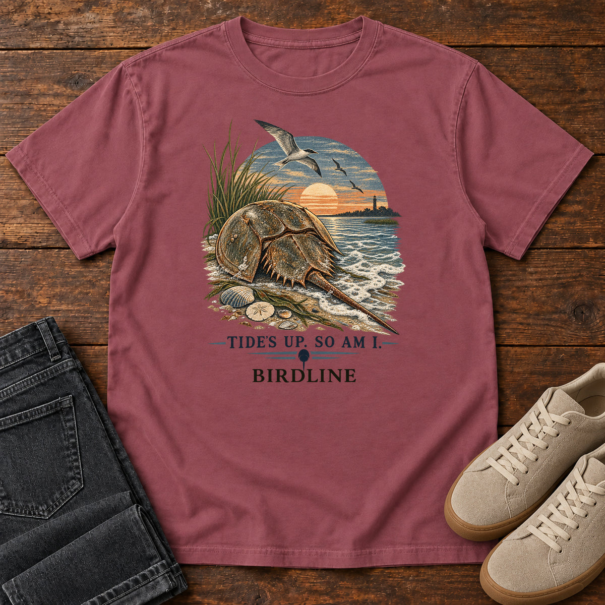 Tides Up Horseshoe Crab T-Shirt in Brick