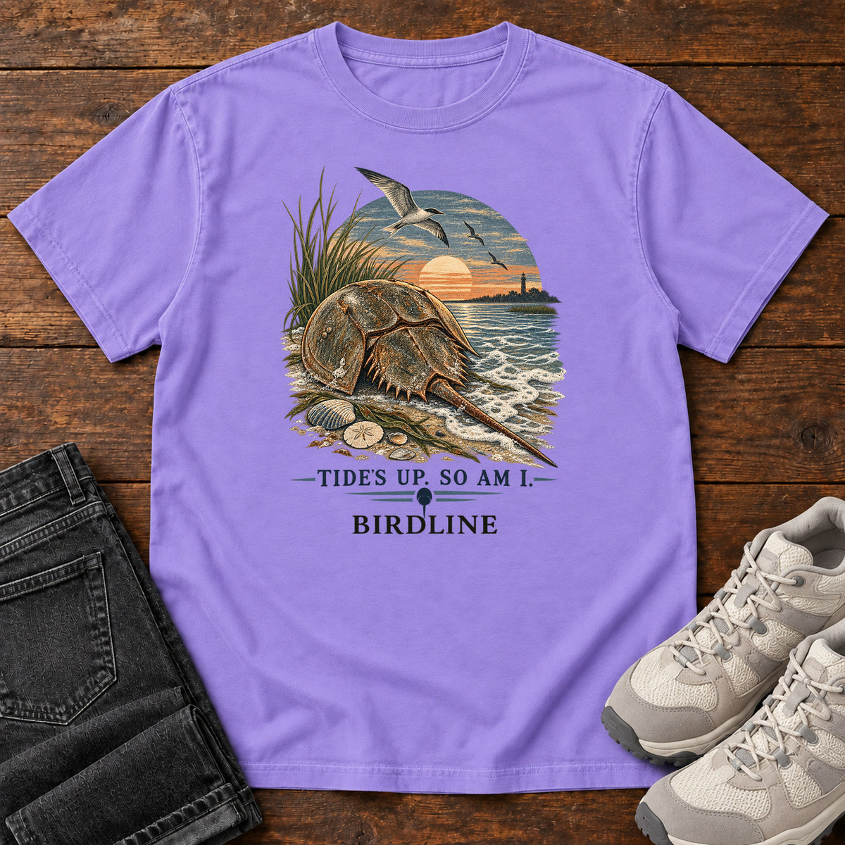 Tides Up Horseshoe Crab T-Shirt in Violet
