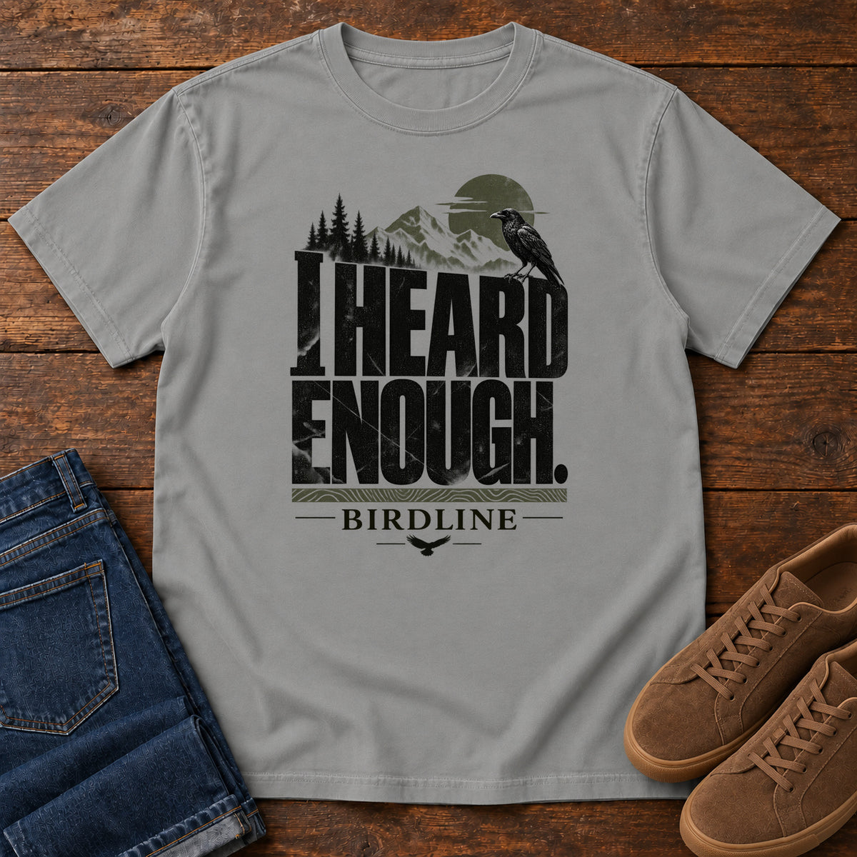 Heard Enough Raven T-Shirt in Grey