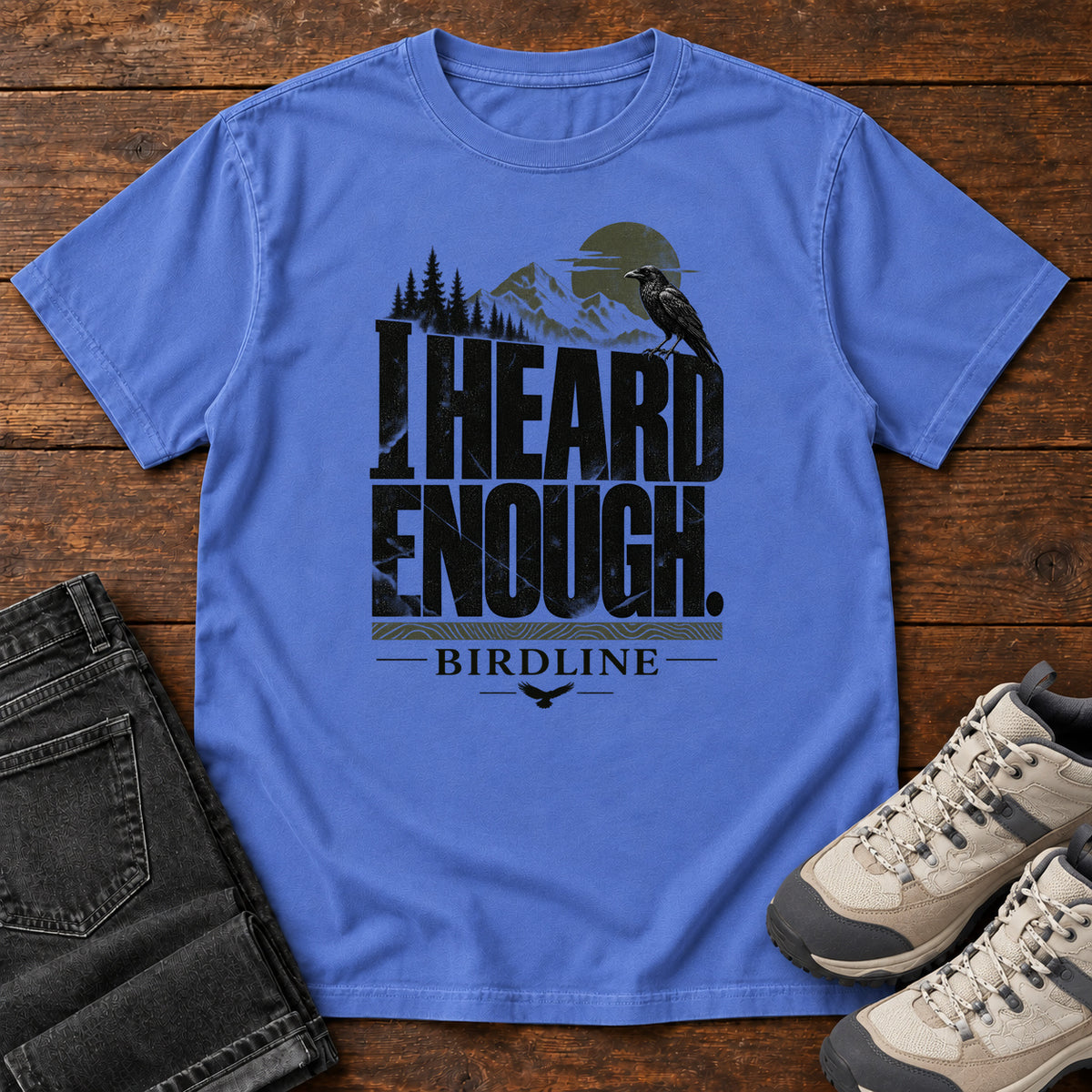 Heard Enough Raven T-Shirt in Mystic Blue