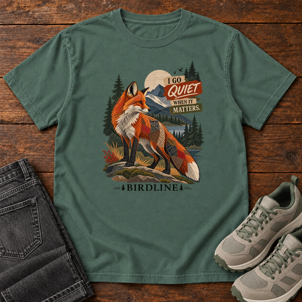 I Go Quiet When It Matters Fox T-Shirt in Blue Spruce