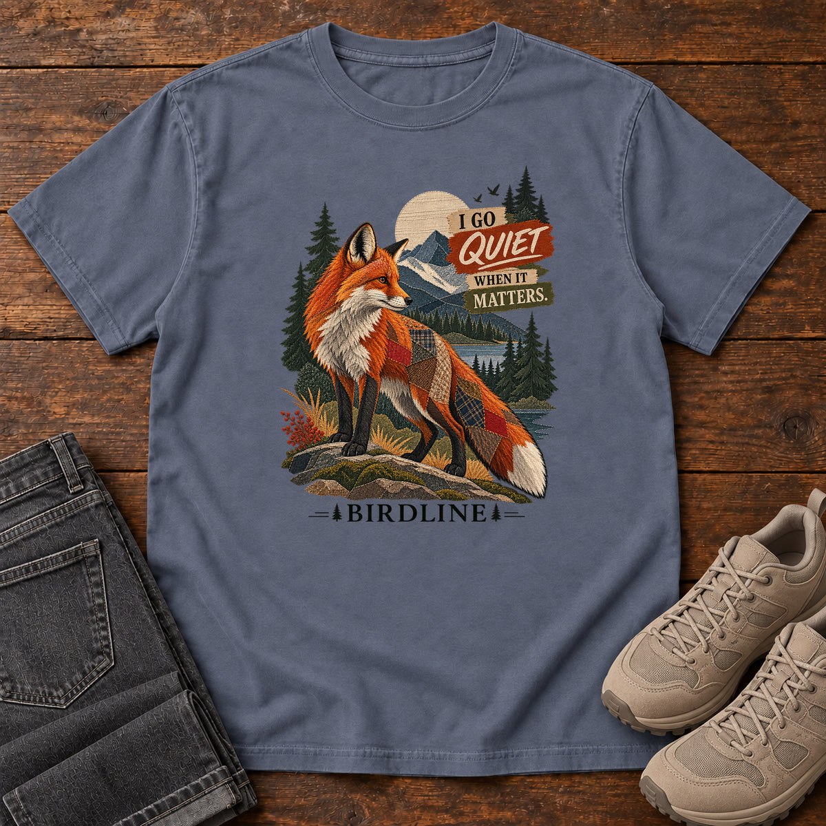 I Go Quiet When It Matters Fox T-Shirt in Denim