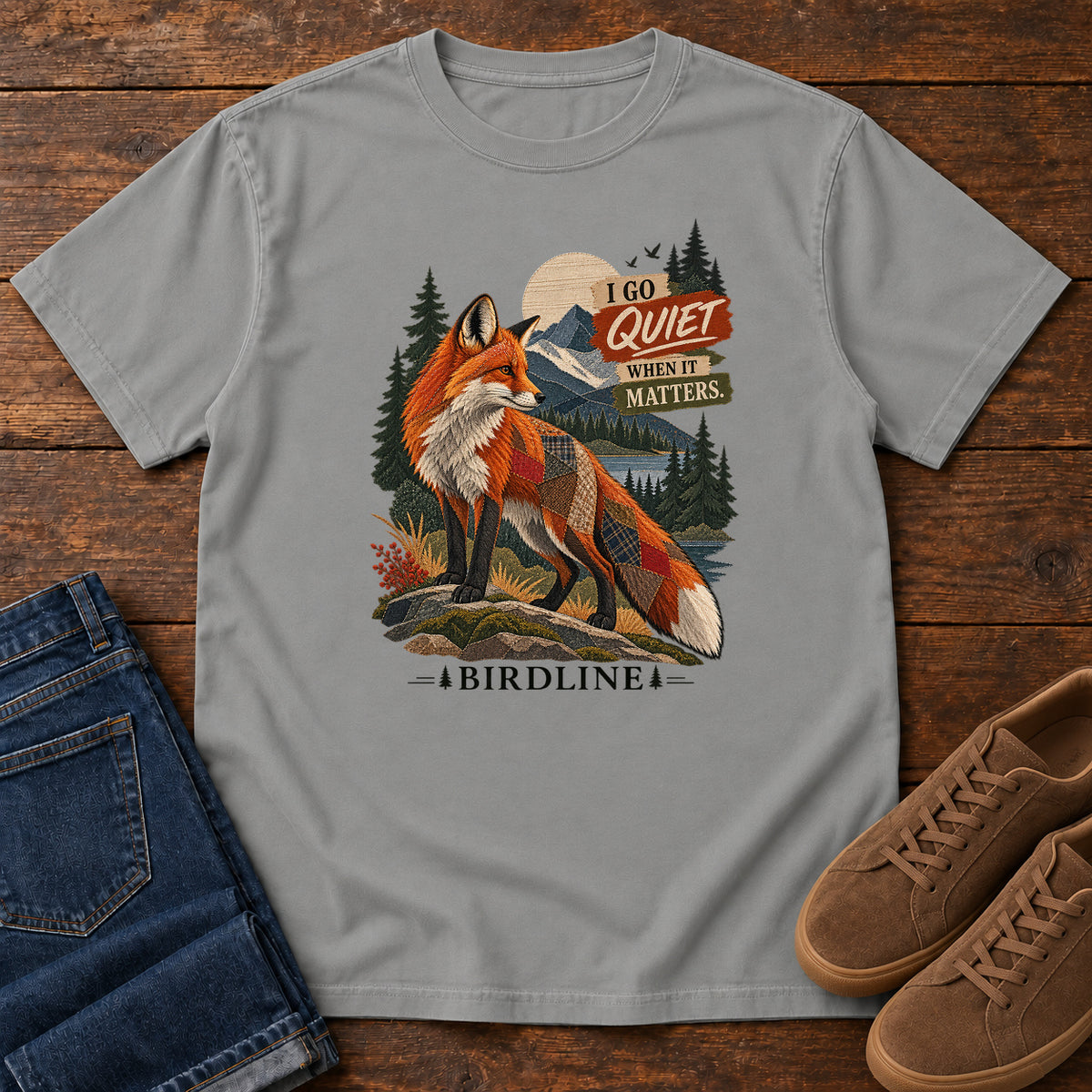I Go Quiet When It Matters Fox T-Shirt in Grey