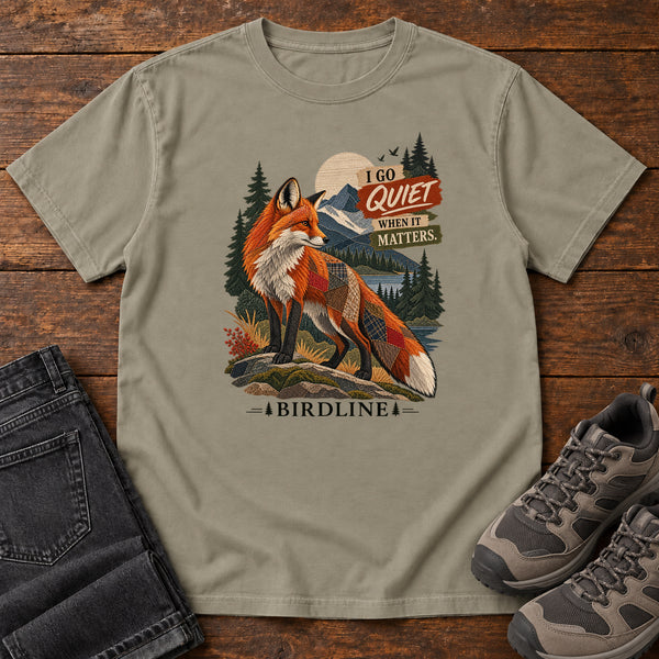 I Go Quiet When It Matters Fox T-Shirt in Sandstone, front view