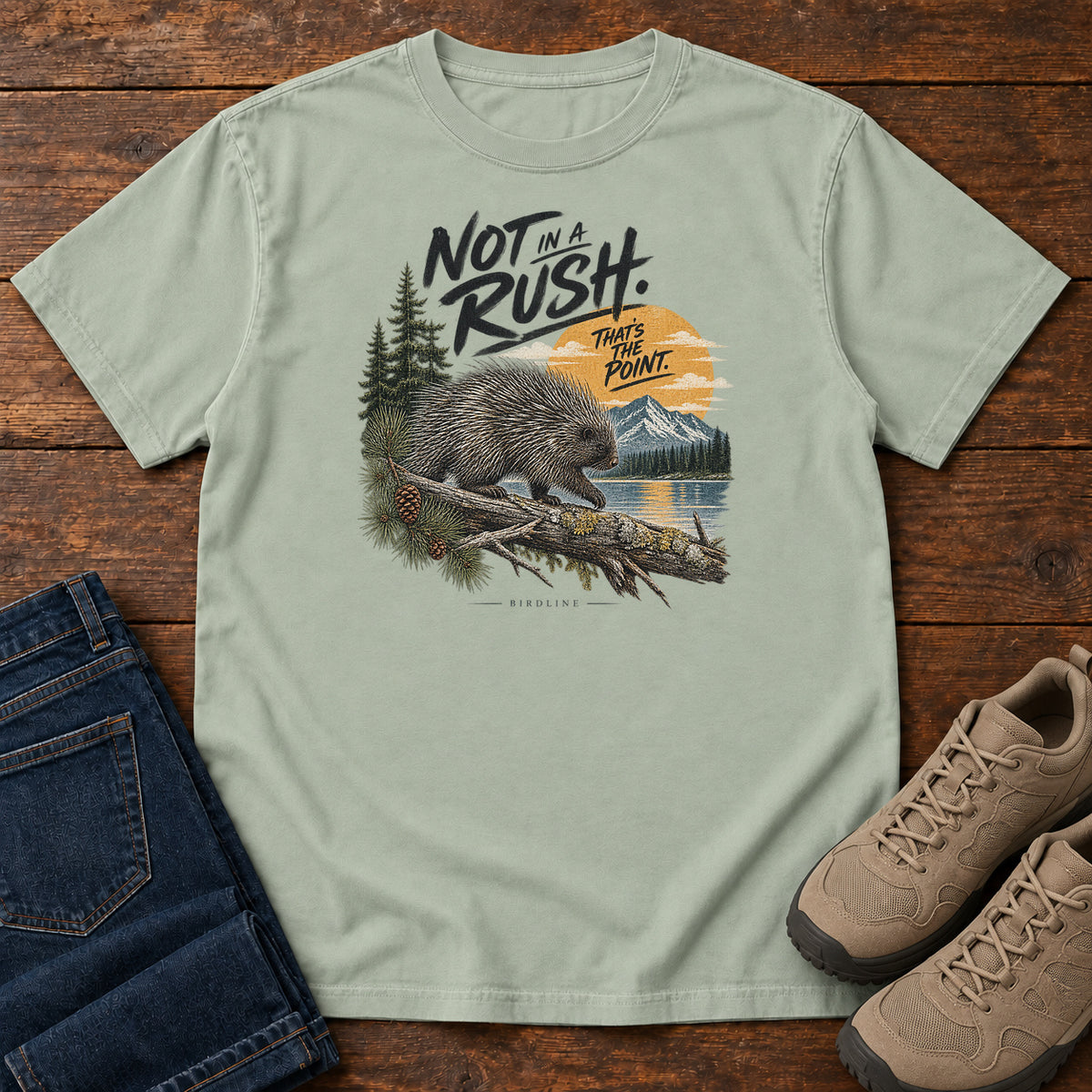 Not in a Rush That's the Point Porcupine T-Shirt in Bay