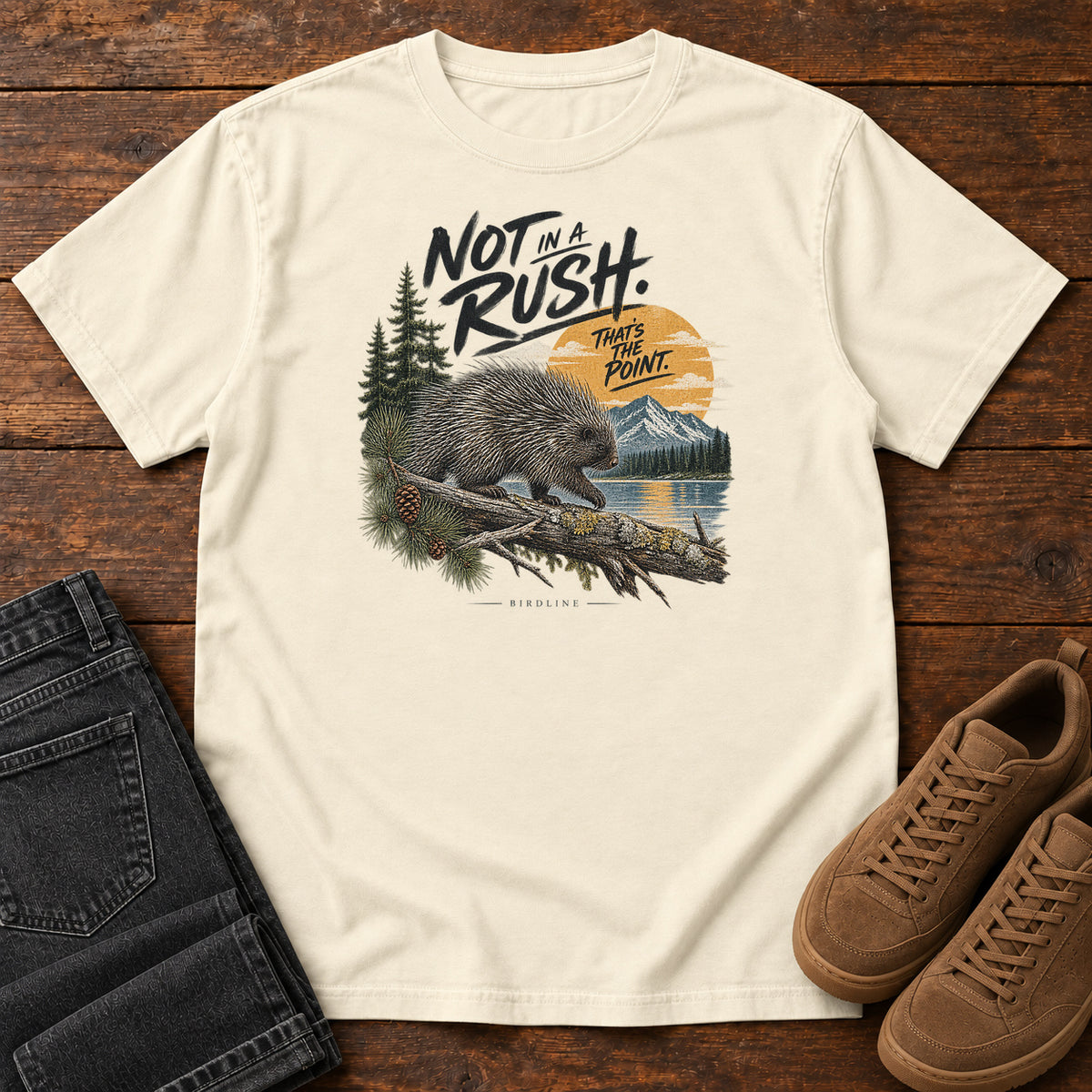 Not in a Rush That's the Point Porcupine T-Shirt in Ivory