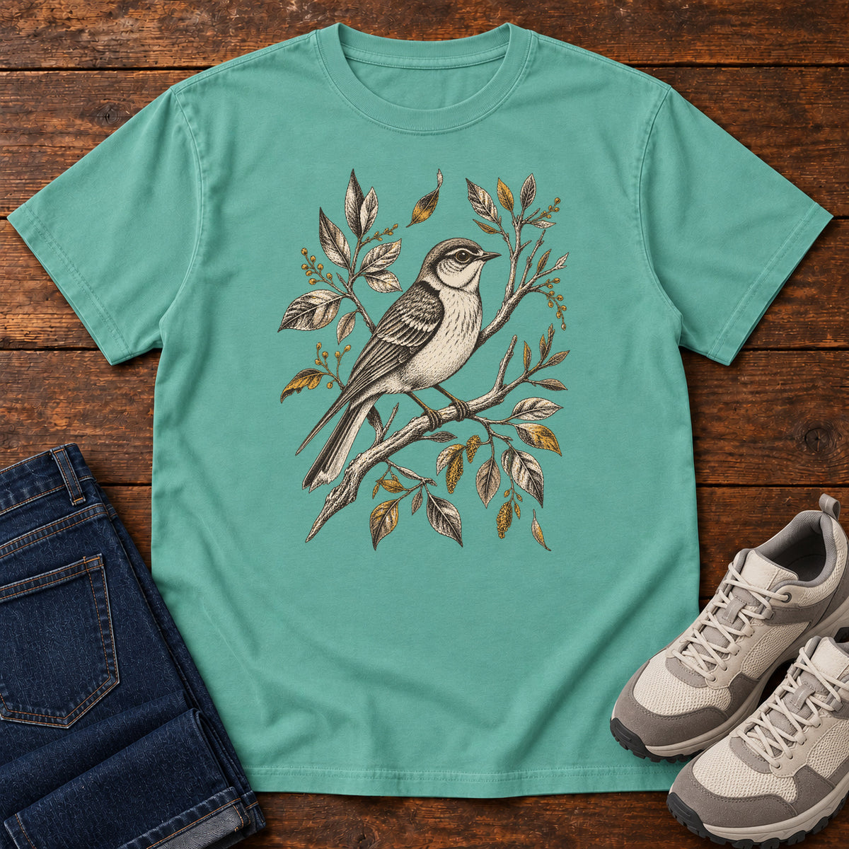 Songbird Study T-Shirt in Seafoam