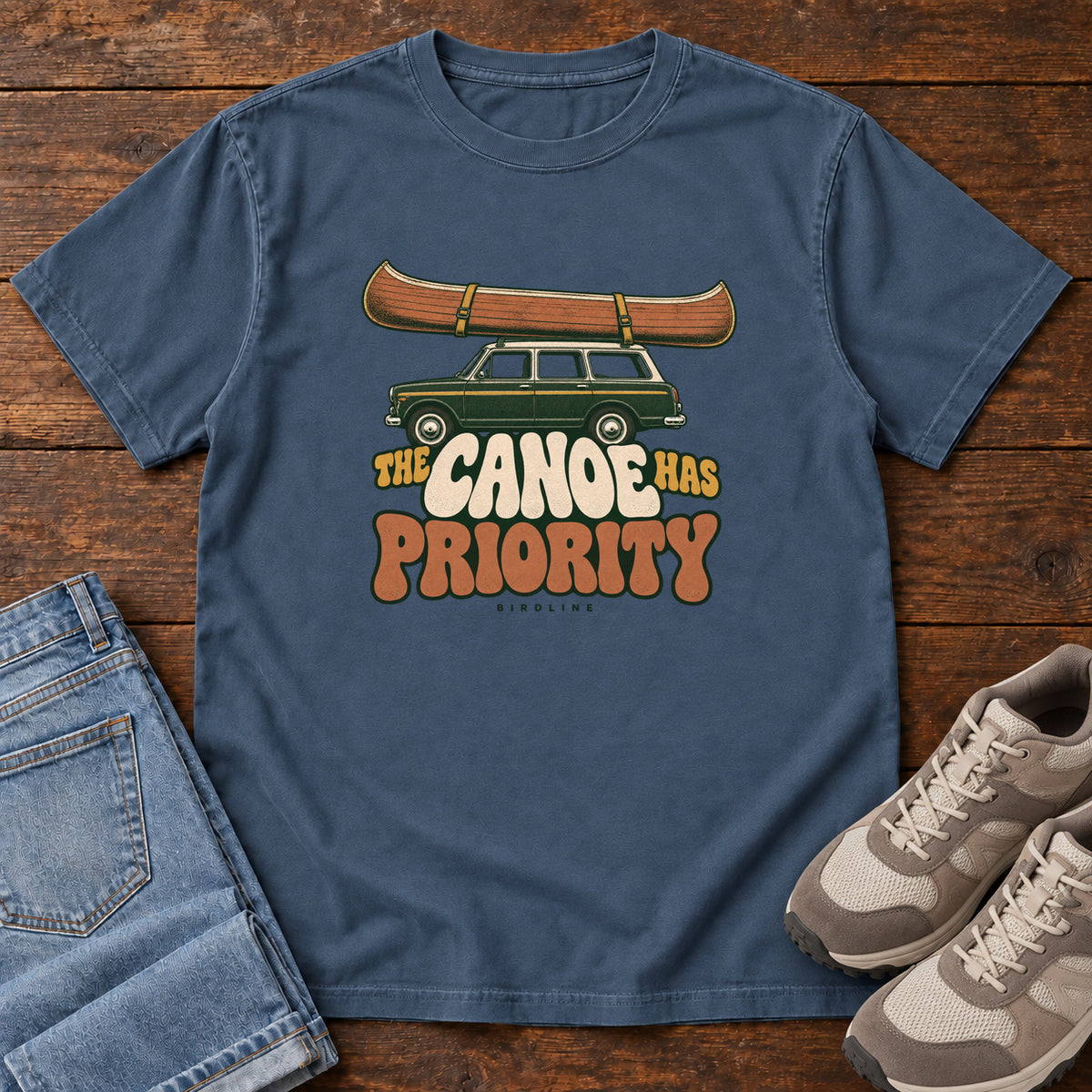 The Canoe Has Priority T-Shirt in Midnight, front view