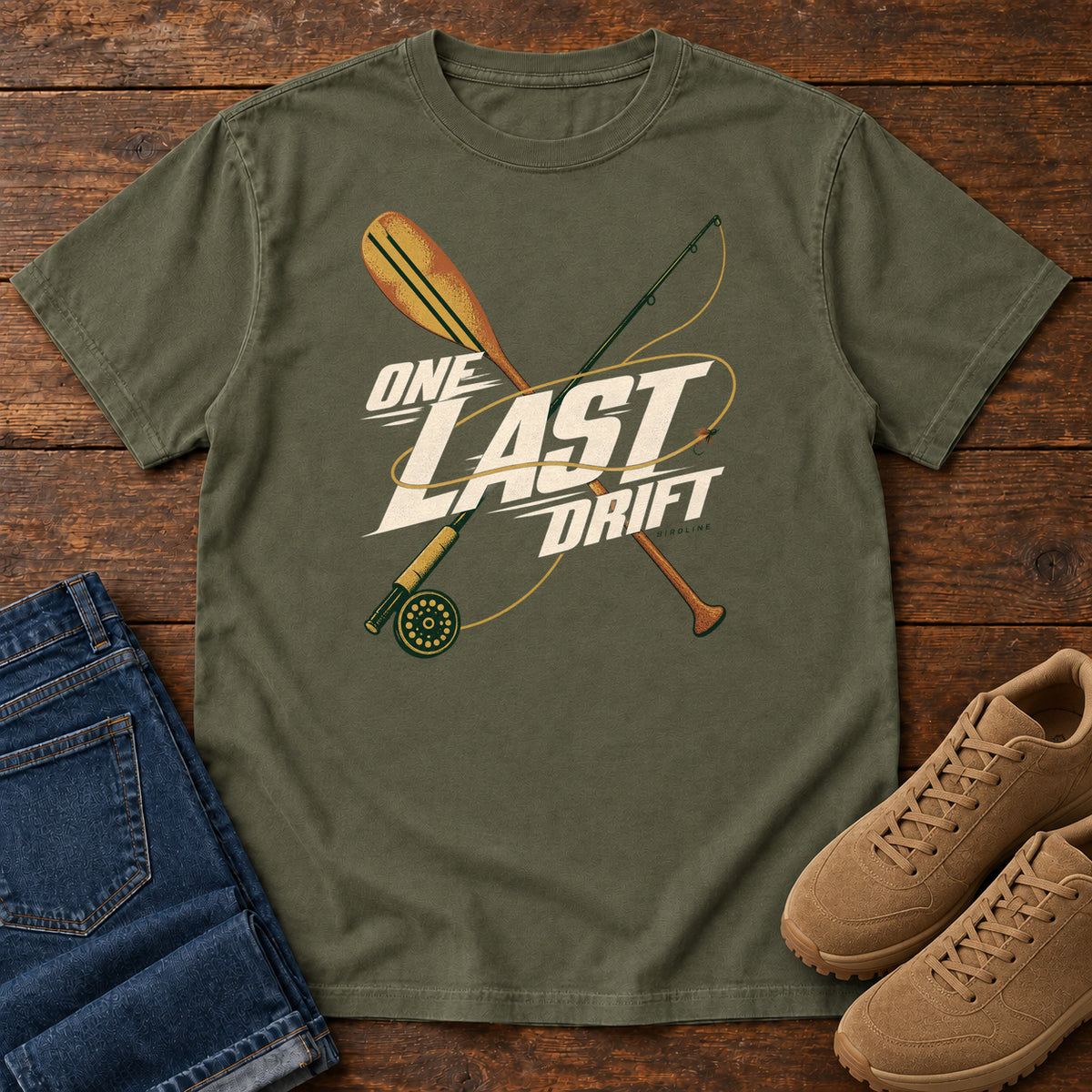 One Last Drift T-Shirt in Sage, front view