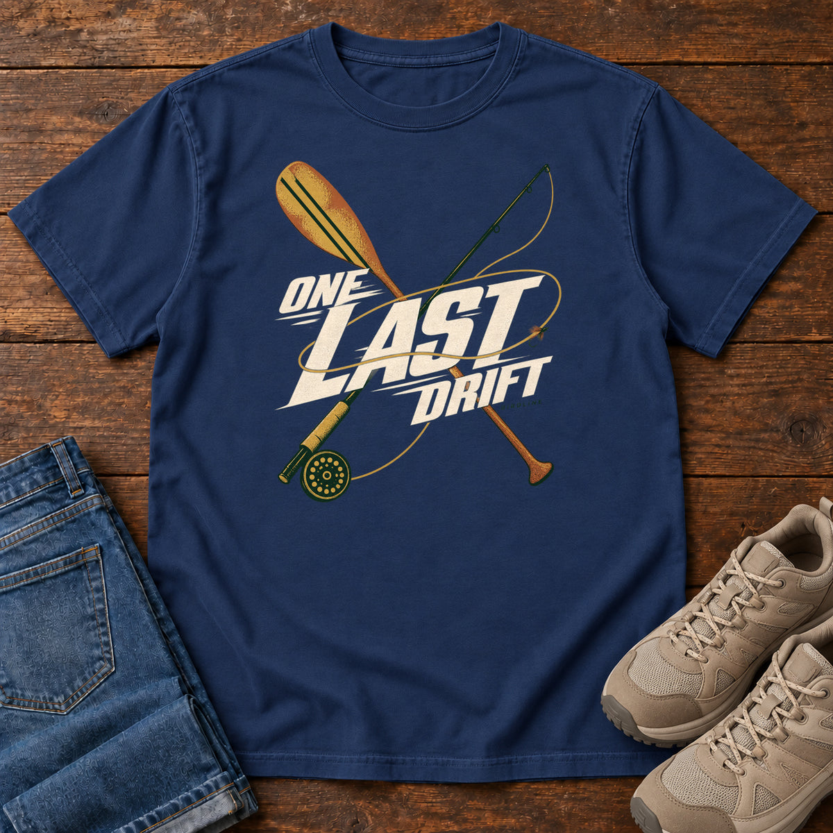 One Last Drift T-Shirt in True Navy, front view