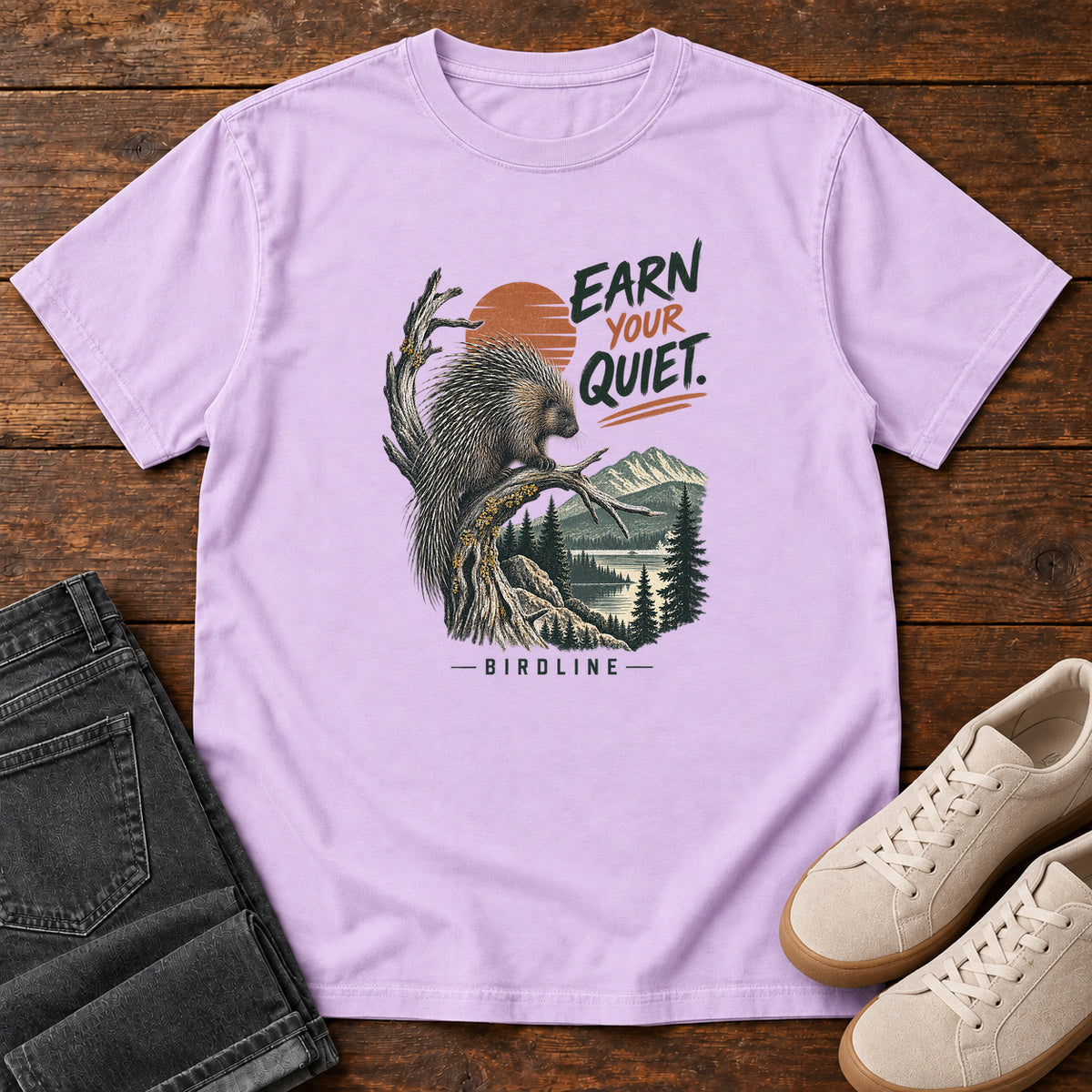 Earn Your Quiet Porcupine T-Shirt in Orchid