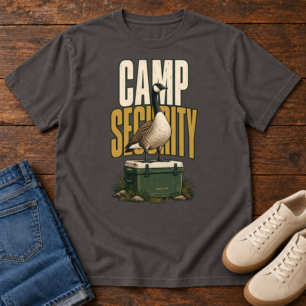 Camp Security T-Shirt in Graphite, front view