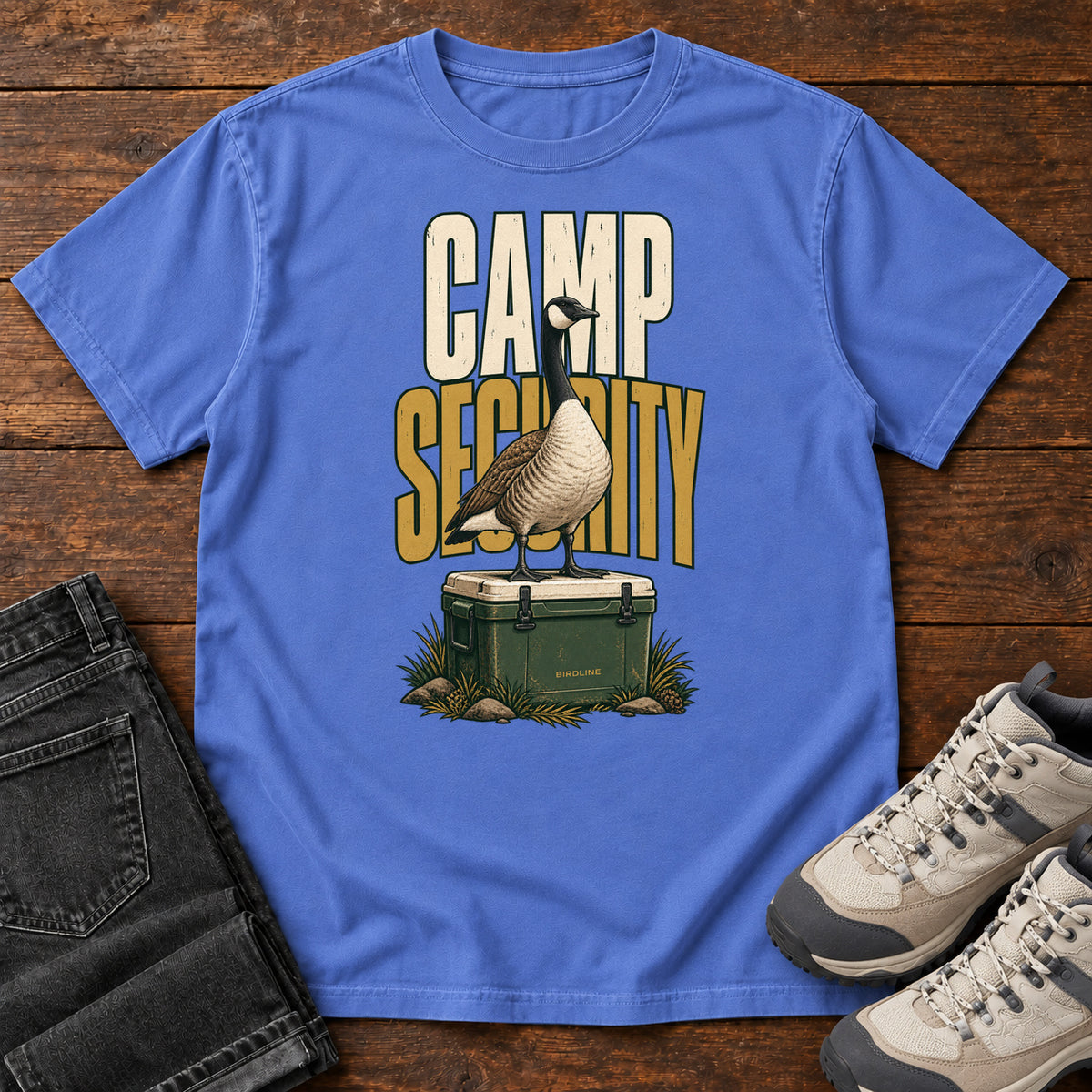 Camp Security T-Shirt in Mystic Blue, front view