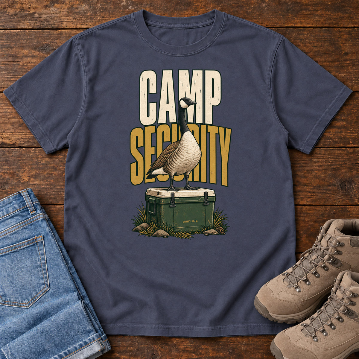 Camp Security T-Shirt in Navy, front view