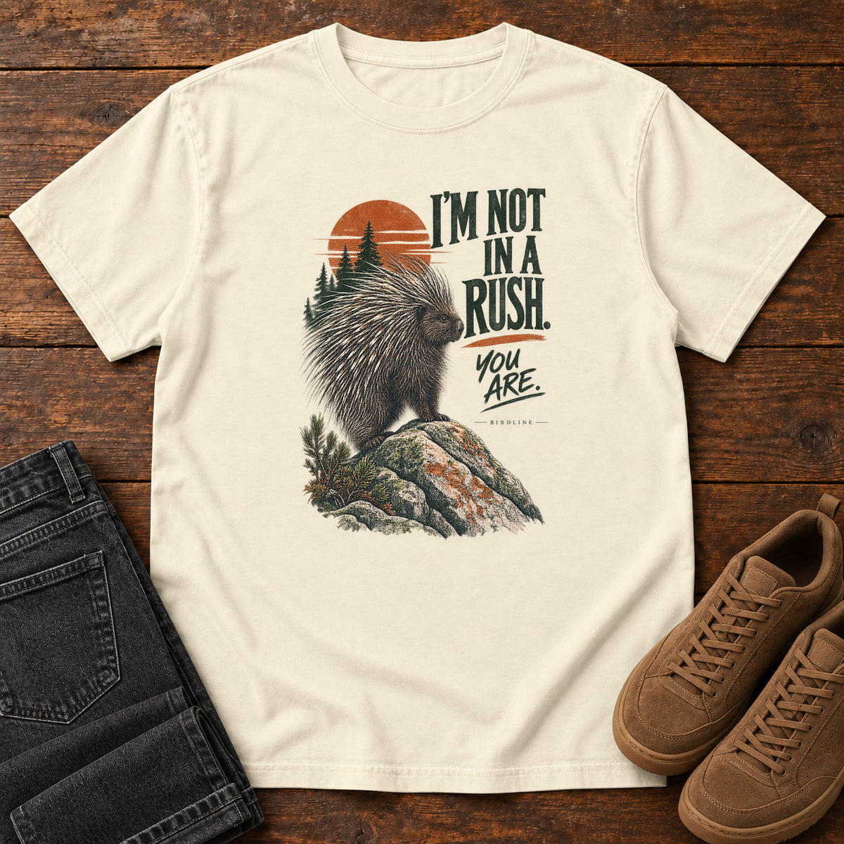 I'm Not in a Rush You Are Porcupine T-Shirt in Ivory