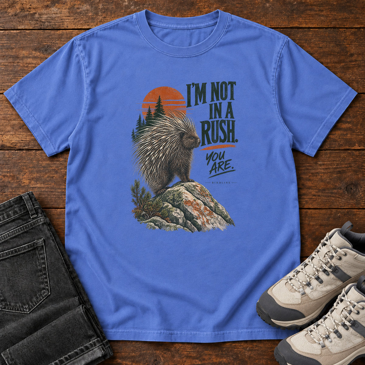 I'm Not in a Rush You Are Porcupine T-Shirt in Mystic Blue