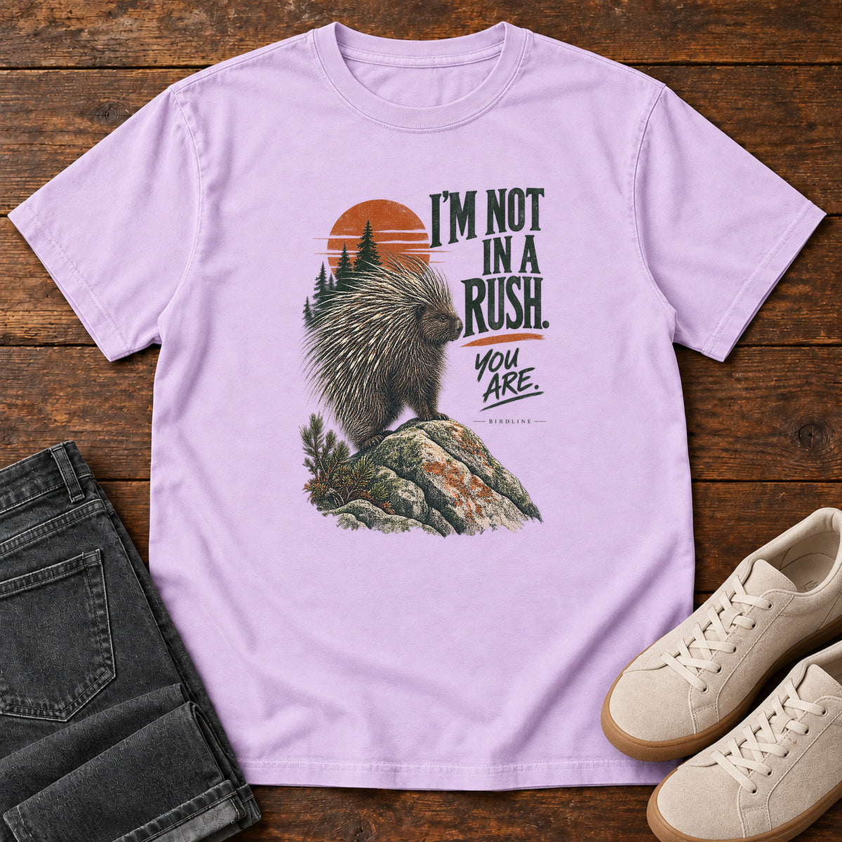 I'm Not in a Rush You Are Porcupine T-Shirt in Orchid
