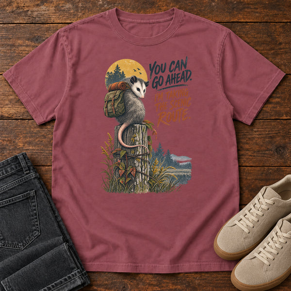 You Can Go Ahead I'm Taking the Scenic Route Opossum T-Shirt, alternate view