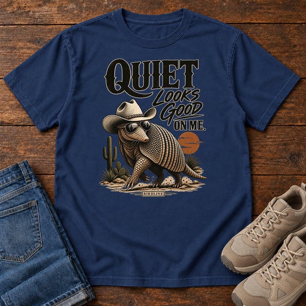 Quiet Looks Good on Me Armadillo T-Shirt, alternate view