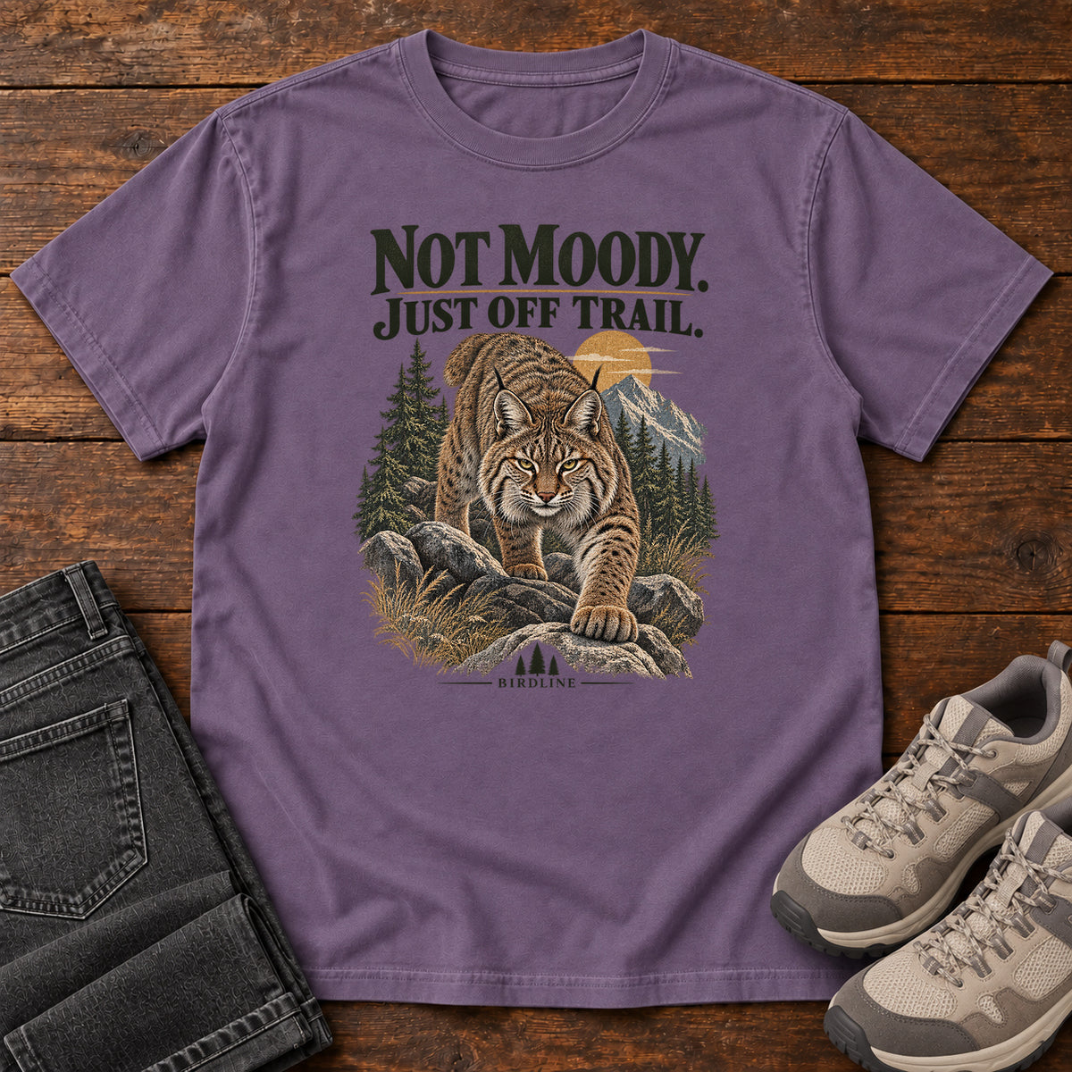 Not Moody Just Off Trail Lynx T-Shirt in Grape