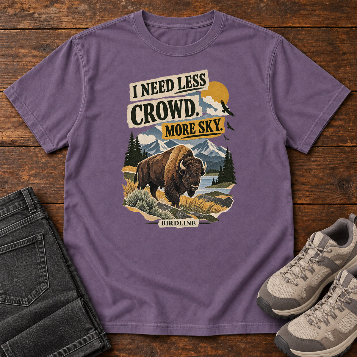 I Need Less Crowd More Sky Bison T-Shirt in Grape