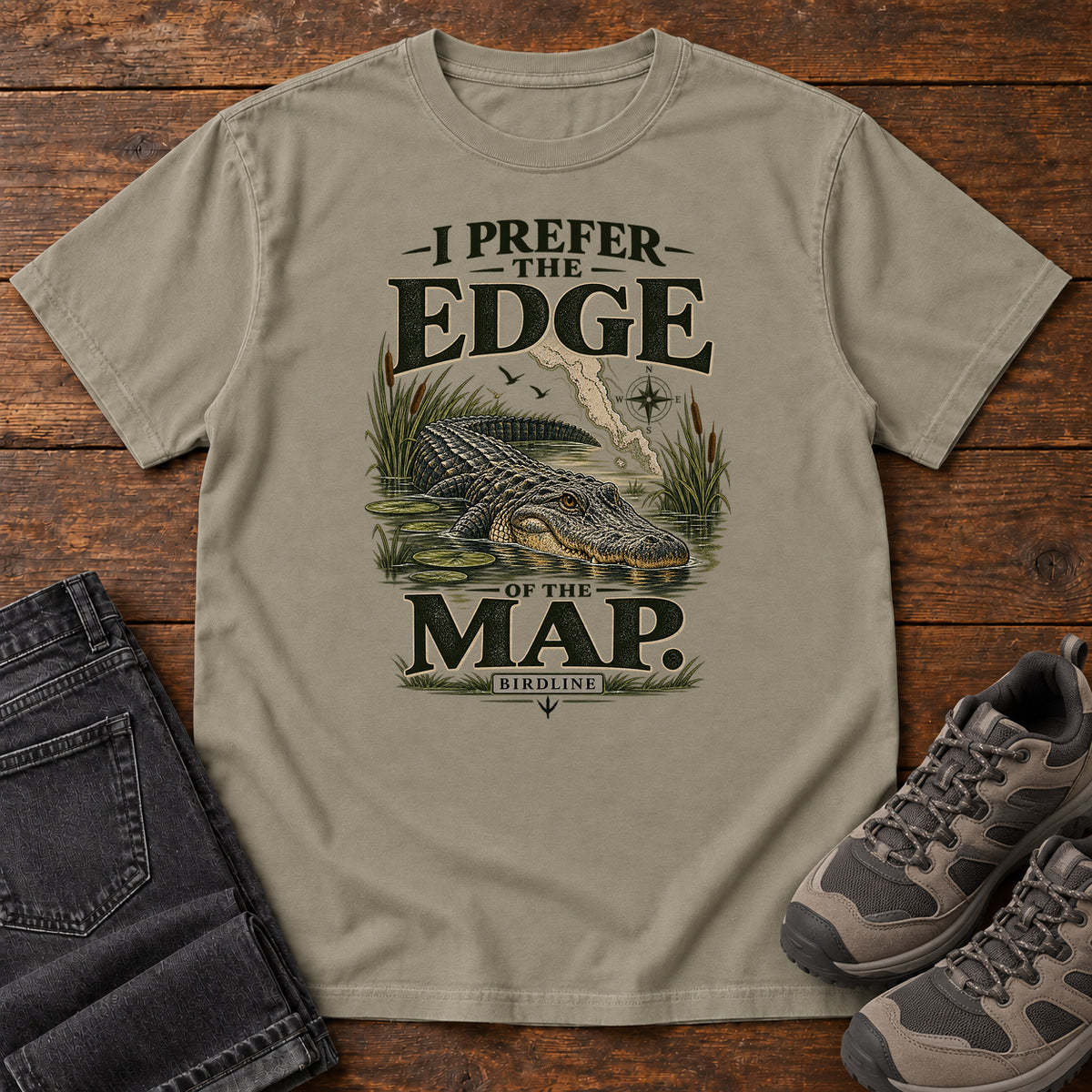 I Prefer the Edge of the Map Alligator T-Shirt in Sandstone