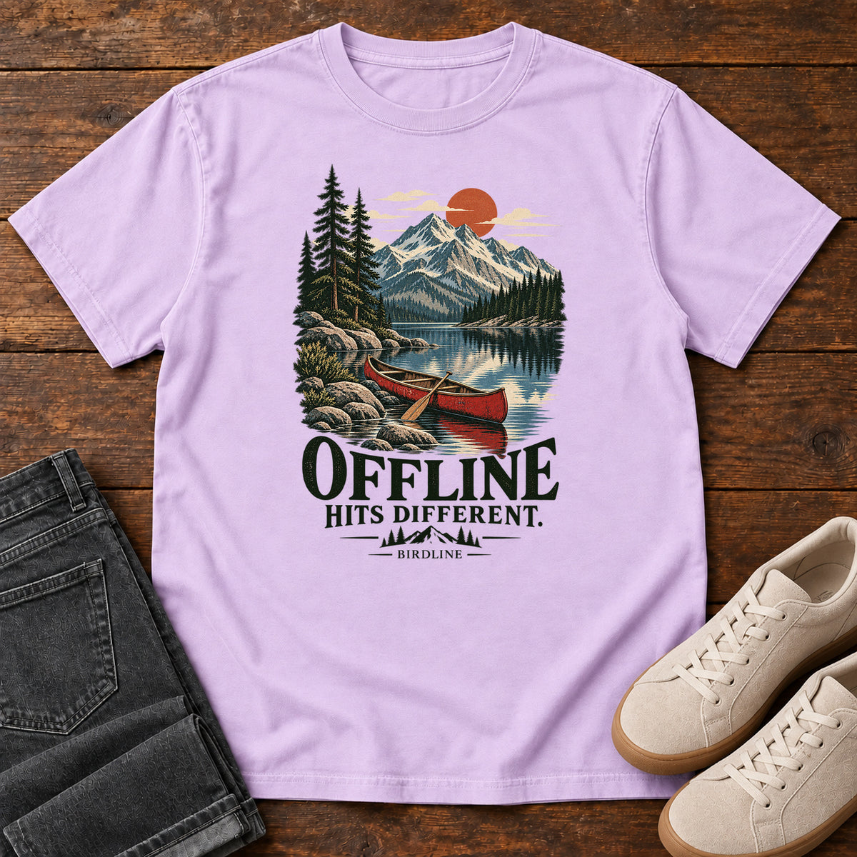 Offline Hits Different Canoe T-Shirt in Orchid