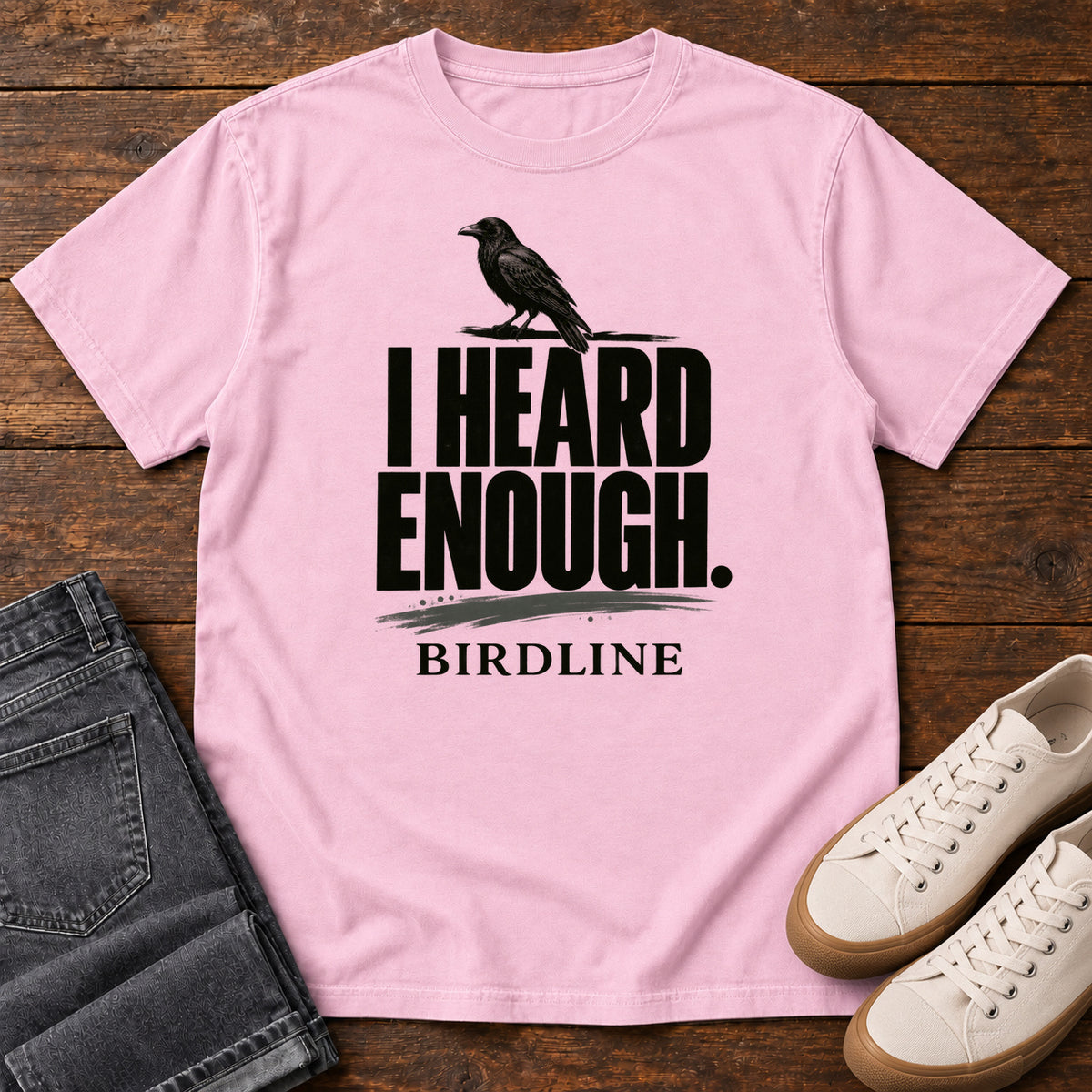 Heard Enough Raven T-Shirt – Perched in Blossom