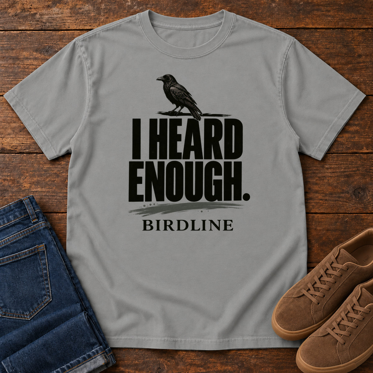 Heard Enough Raven T-Shirt – Perched in Grey