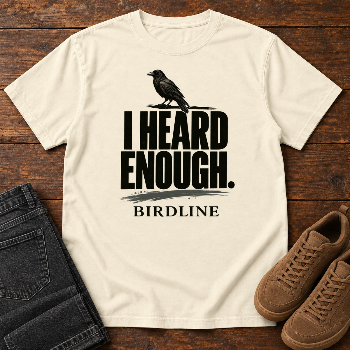 Heard Enough Raven T-Shirt – Perched in Ivory