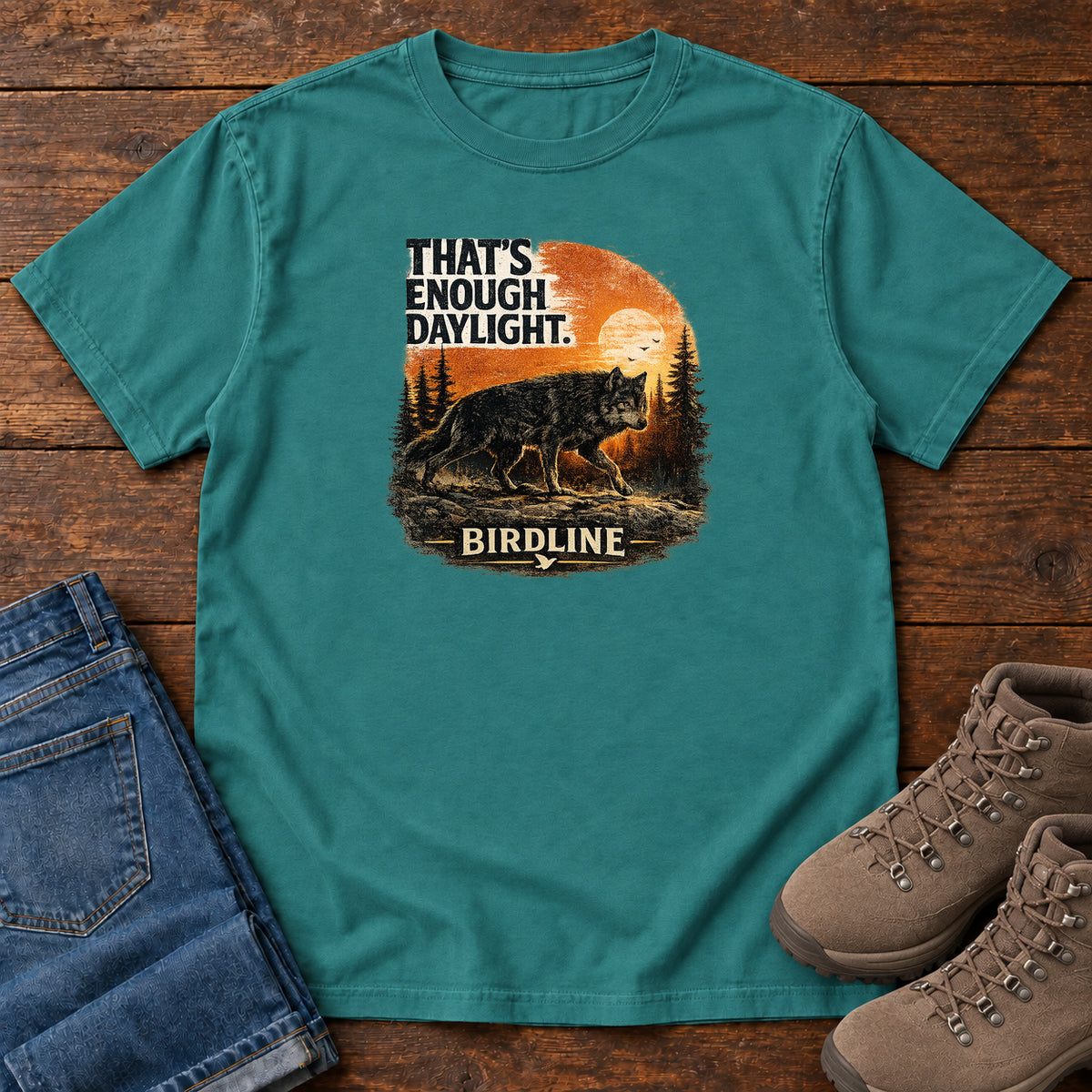 That's Enough Daylight Wild Boar T-Shirt in Emerald
