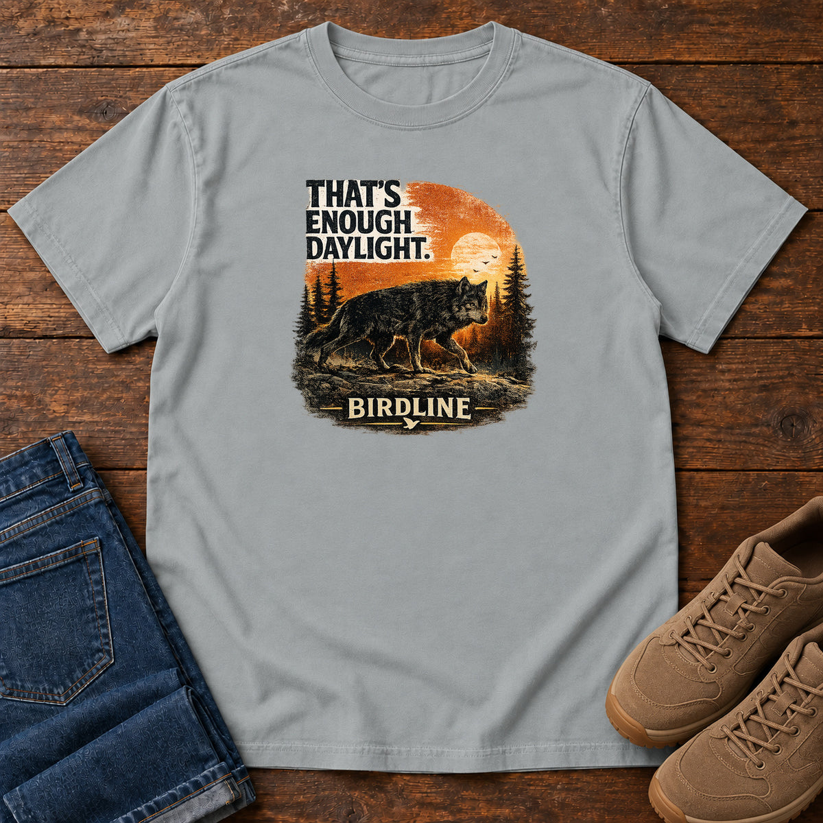 That's Enough Daylight Wild Boar T-Shirt in Granite