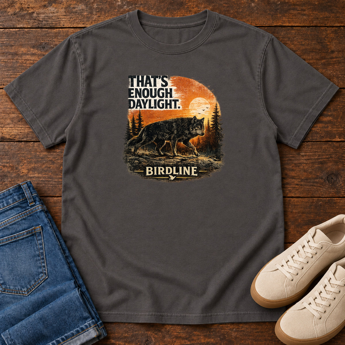 That's Enough Daylight Wild Boar T-Shirt in Graphite