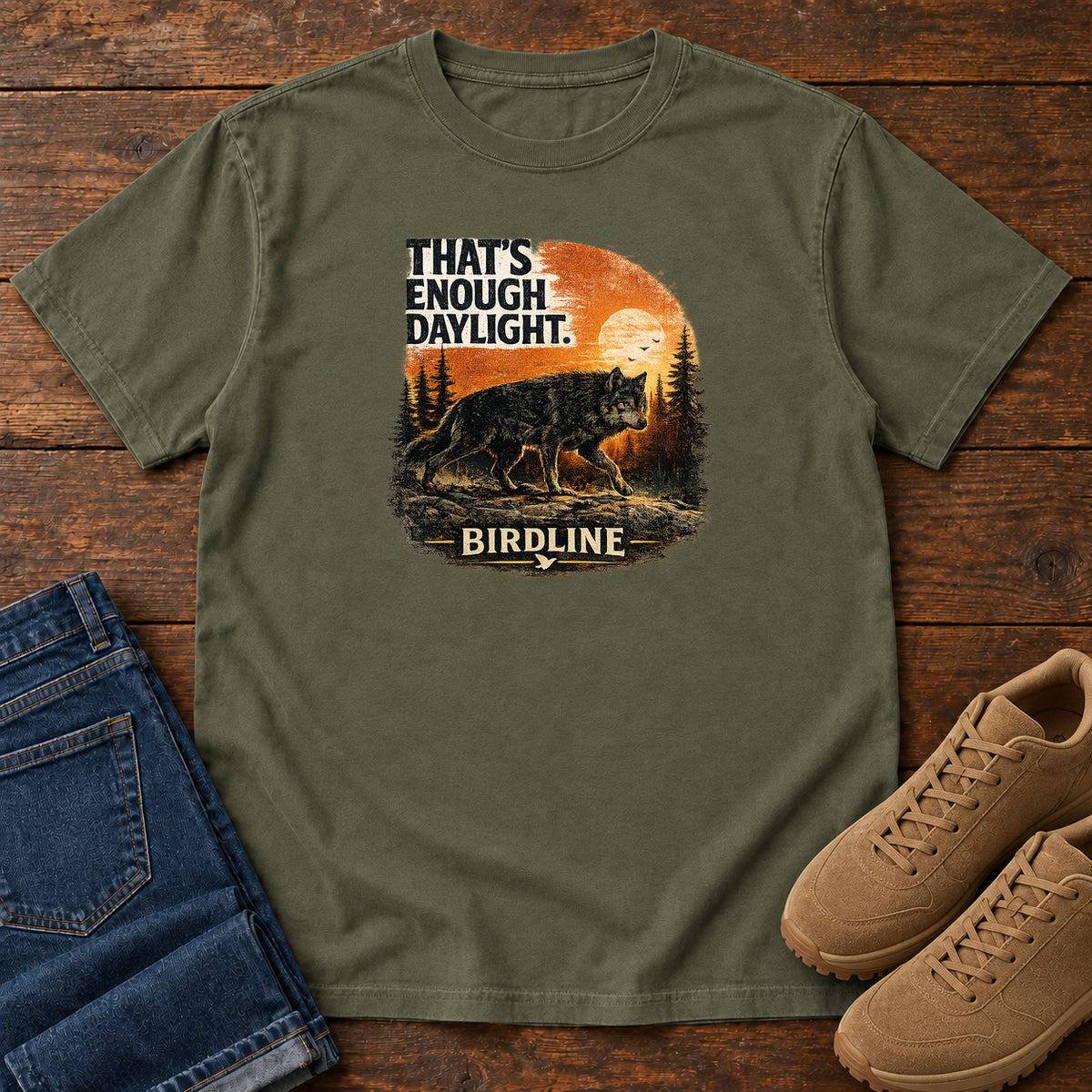 That's Enough Daylight Wild Boar T-Shirt in Sage