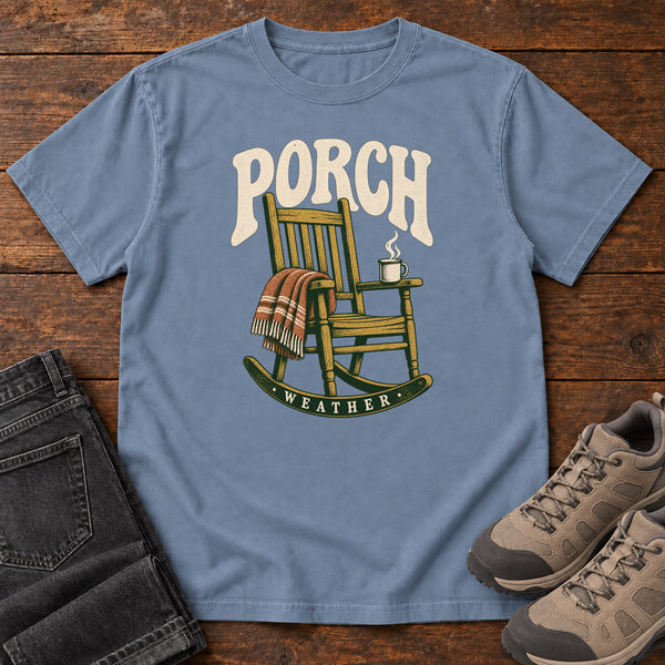 Porch Weather T-Shirt in Blue Jean, front view