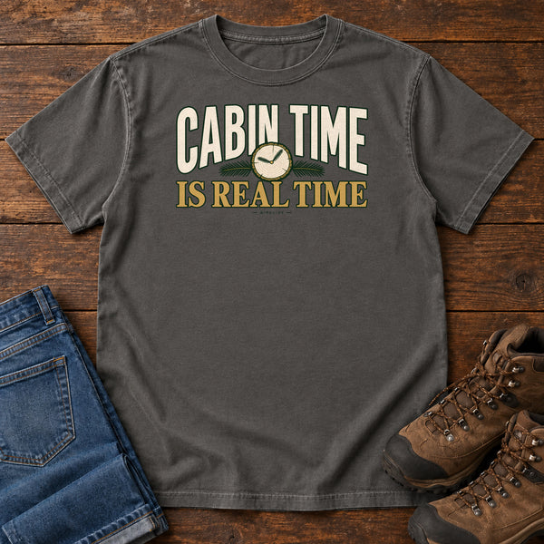 Cabin Time Is Real Time T-Shirt in Pepper, front view