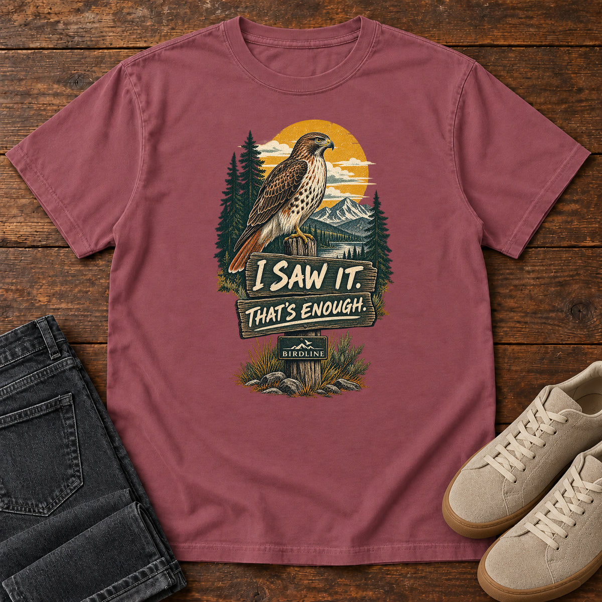 I Saw It That's Enough Hawk T-Shirt in Brick
