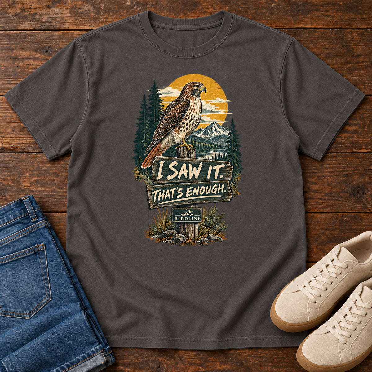 I Saw It That's Enough Hawk T-Shirt in Graphite