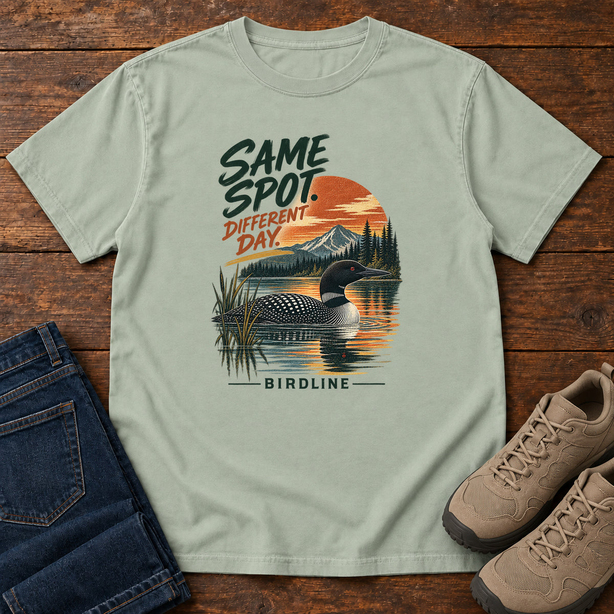 Same Spot Different Day Loon T-Shirt in Bay