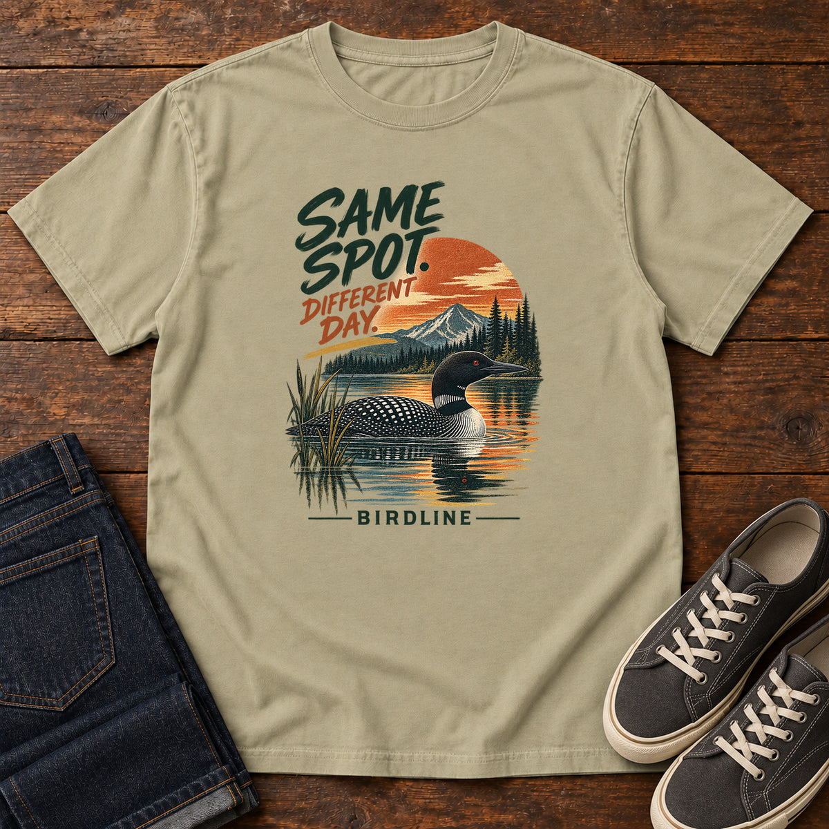 Same Spot Different Day Loon T-Shirt in Khaki