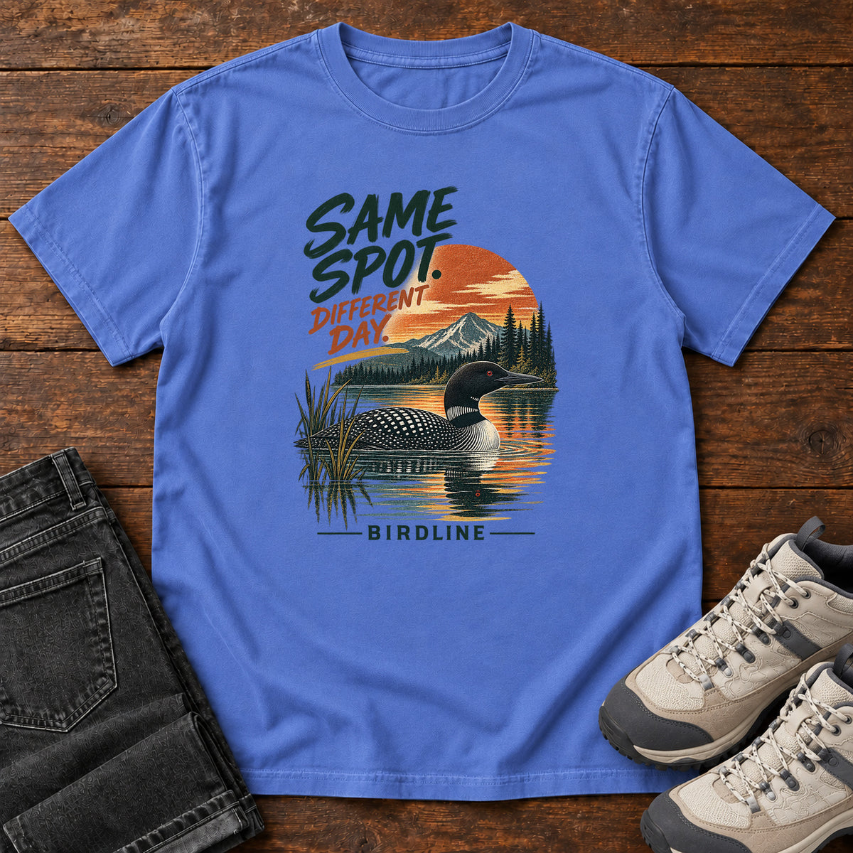 Same Spot Different Day Loon T-Shirt in Mystic Blue